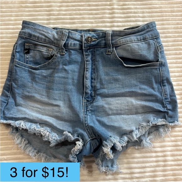 KanCan Pants - KanCan Frayed Hem Distressed Jean Shorts Light Blue 9/28